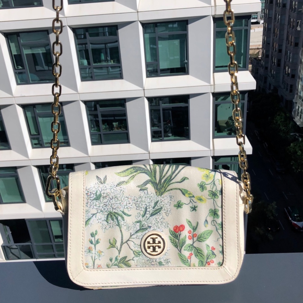 Tory Burch white/floral print satchel